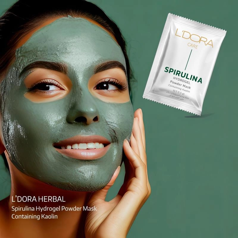 ماسک پودری اسپیرولینا هیدروژلی حاوی سفیده تخم مرغ و کیوتن لدورا کر 12 عددی